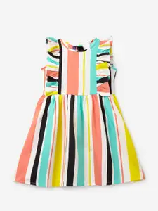 YK Multicoloured Striped Crepe Dress