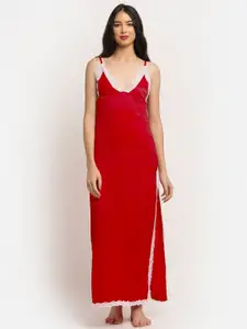 EROTISSCH Red Maxi Solid Nightdress