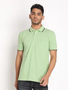 Chkokko Men Green Polo Collar T-shirt