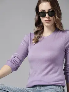 Roadster Women Lavender Solid Pullover