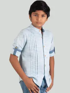 Zalio Boys Blue Comfort Striped Casual Shirt