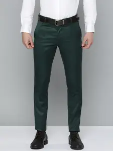 DENNISON Men Green Solid Smart Auto Fit Waist Formal Trousers