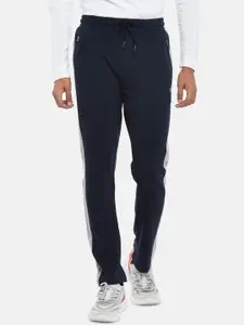 Ajile by Pantaloons Men Navy Blue Solid Cotton Slim-Fit Track Pants