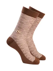 Man Arden Men Brown Patterned Calf-Length Cotton Socks