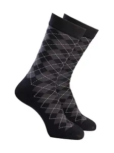 Man Arden Men Black Patterned Calf-Length Cotton Socks