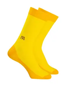 Man Arden Men Yellow Solid Cotton Calf-Length Socks