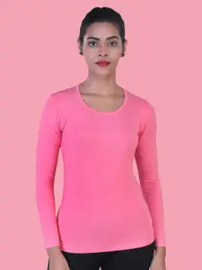 LAASA  SPORTS LAASA SPORTS Women Pink Slim Fit Training or Gym T-shirt