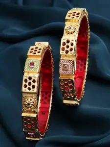 PANASH Set of 2 Gold-Plated Studded Bangles