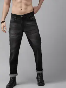 The Roadster Lifestyle Co Men Black Tapered Fit Heavy Fade Stretchable Jeans