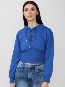 FOREVER 21 Women Blue Hooded Sweatshirt