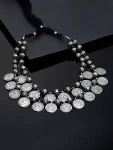 PANASH Silver-Plated German Silver Coin Oxidised Necklace