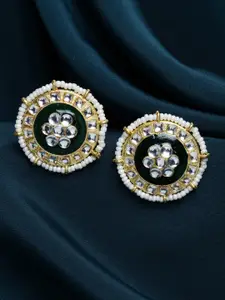 PANASH Women Gold Plated Circular Studs Earrings