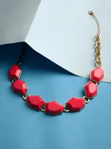 Accessorize London Women Pink Statement Stone Collar Necklace