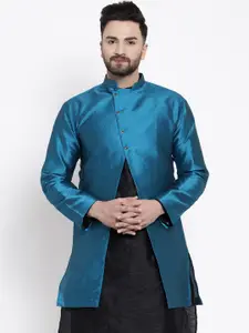 Kaifoo Men Green Longline Tailored Jacket