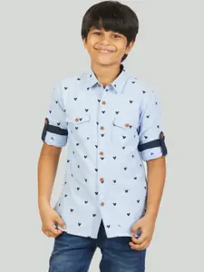 Zalio Boys Blue Comfort Mickey Printed Casual Shirt