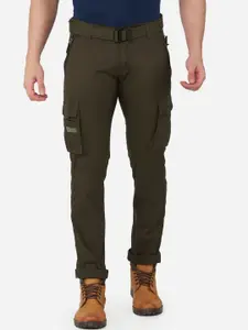 beevee Men Olive Green Relaxed Straight Fit Cargos Trousers