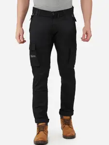 beevee Men Black Relaxed Straight Fit Cargos Trousers