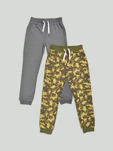 Zalio Boys Pack Of 2 Pure Cotton Camouflage Printed Joggers