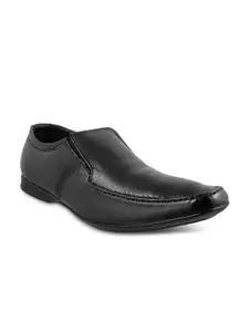 Metro Men Black Leather Semiformal Shoes