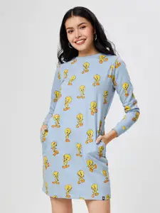The Souled Store Women Looney Tunes Tweety Printed Full Sleeve Sweatshirt Dresses