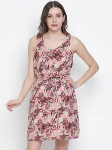 Oxolloxo Multicoloured Floral Crepe A-Line Dress