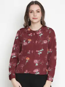 Oxolloxo Women Maroon Floral Prined Top