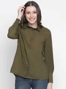 Oxolloxo Women Green Classic Casual Shirt