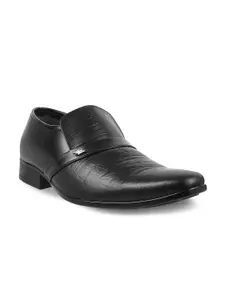 Metro Men Black Leather Semiformal Slip-On shoes
