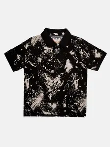 Angel & Rocket Boys Black Dyed Polo Collar T-shirt