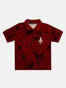Angel & Rocket Boys Red Printed Polo Collar T-shirt
