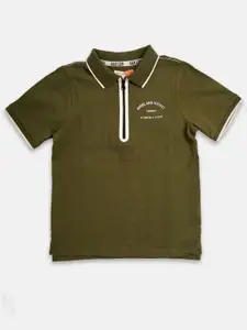 Angel & Rocket Boys Green Polo Collar T-shirt
