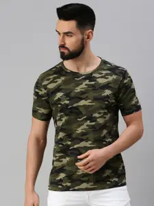 PEPPYZONE Men Green Camouflage Printed T-shirt