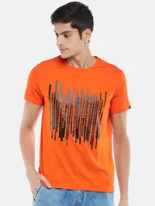 People Men Orange Typography Printed T-shirt