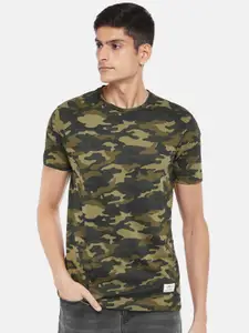 People Men Olive Green Camouflage Dyed T-shirt