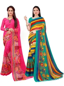 Florence Multicolored Pack of 2 Pure Georgette Saree