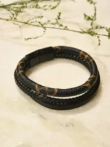 SOHI SOHI Women Black Leather Bangle-Style Bracelet