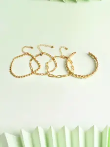 SOHI SOHI Women 4 Gold-Toned Gold-Plated Cuff Bracelet