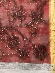 Charukriti Grey & Gold-Toned Woven Design Sequinned Saree