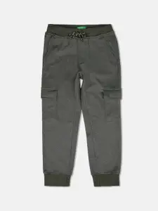 United Colors of Benetton Boys Olive Green Joggers Trousers