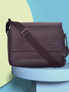 OLIVE MIST Unisex Brown & Black Leather 14 Inch Laptop Bag