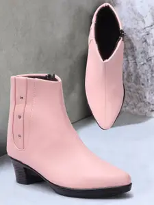 FASHIMO Women Pink Zipper Boot