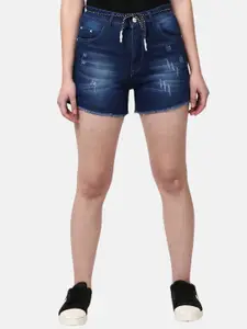 V-Mart Women Blue Mid Rise Washed Denim Shorts