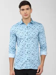 V Dot Men Blue Slim Fit Printed Casual Shirt