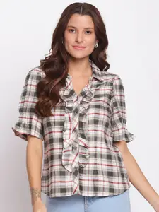 Latin Quarters Grey Checked Shirt Style Top