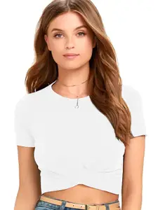 StyleCast White Twisted Crop Top