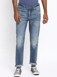Lee Men Blue Bruce Skinny Fit Mildly Distressed Light Fade Jeans