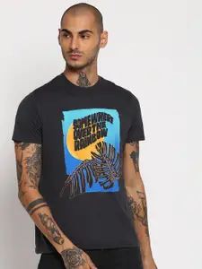 Wrangler Men Grey Printed Cotton T-shirt