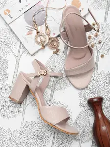 pelle albero Nude-Coloured Block Sandals with Bows