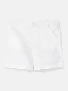 Beebay Girls White Solid Cotton Chino Shorts