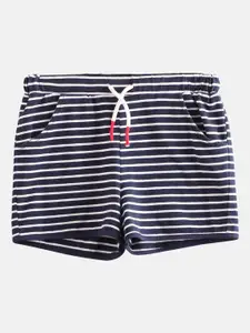 Beebay Girls Navy Blue & White Striped Cotton Shorts